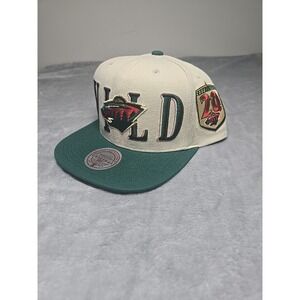 Mitchell & Ness Minnesota Wild NHL 2 Tone Side Patch Snapback Hat Cap Green/Red